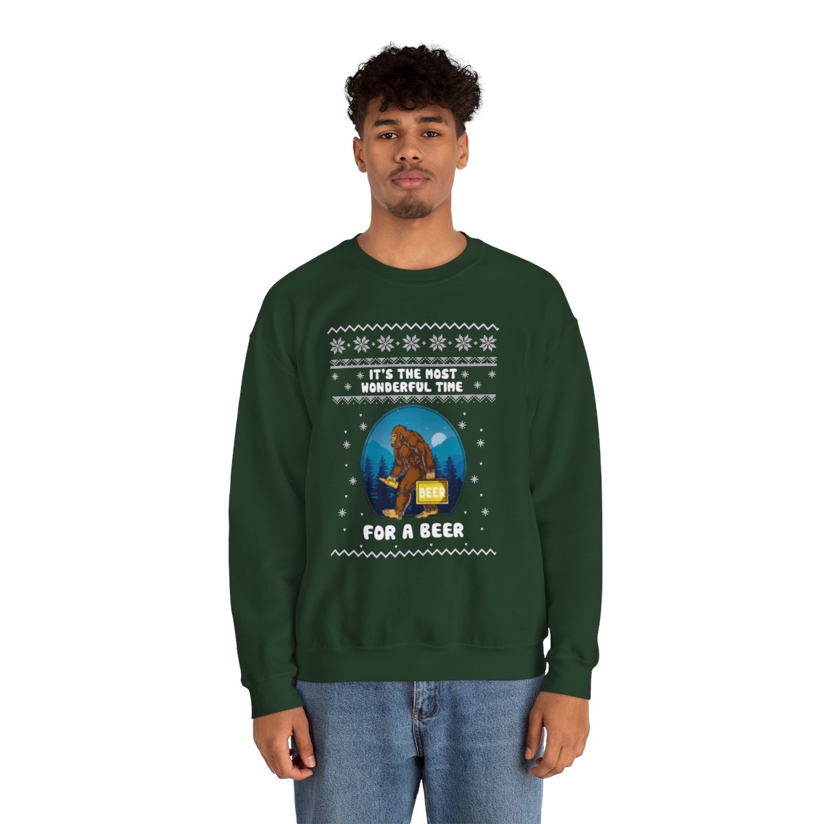 Its The Most Wonderful Time For A Beer Bigfoot Ugly Xmas Sweatshirt