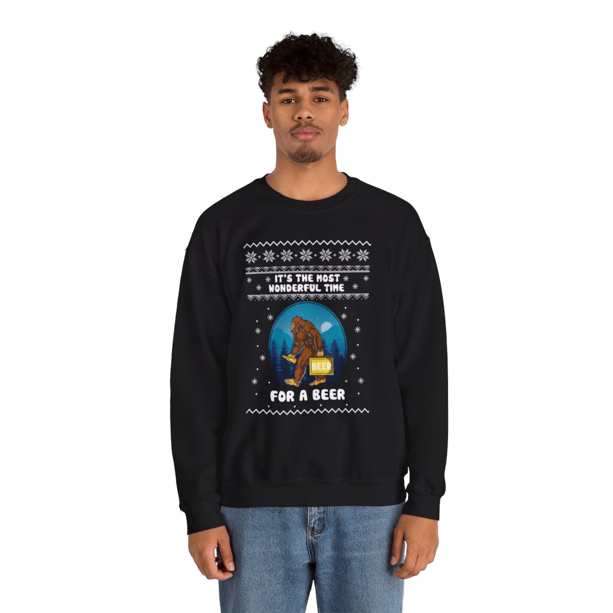 Its The Most Wonderful Time For A Beer Bigfoot Ugly Xmas Sweatshirt