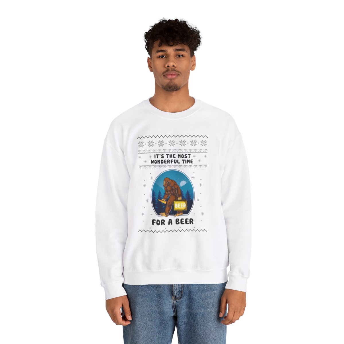 Its The Most Wonderful Time For A Beer Bigfoot Ugly Xmas Sweatshirt