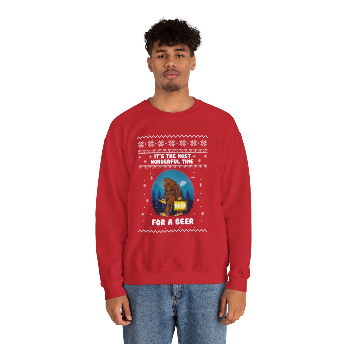 Its The Most Wonderful Time For A Beer Bigfoot Ugly Xmas Sweatshirt