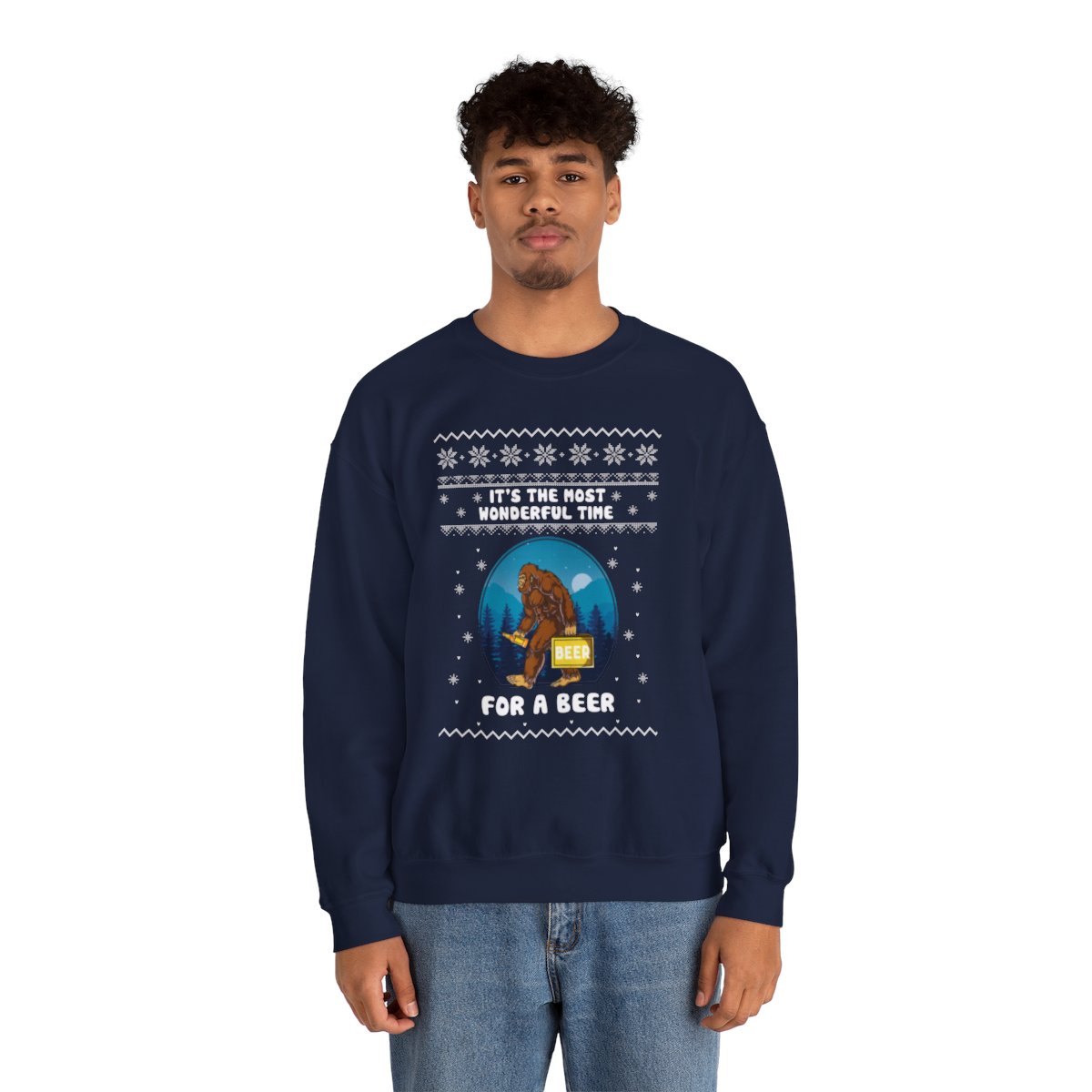 Its The Most Wonderful Time For A Beer Bigfoot Ugly Xmas Sweatshirt