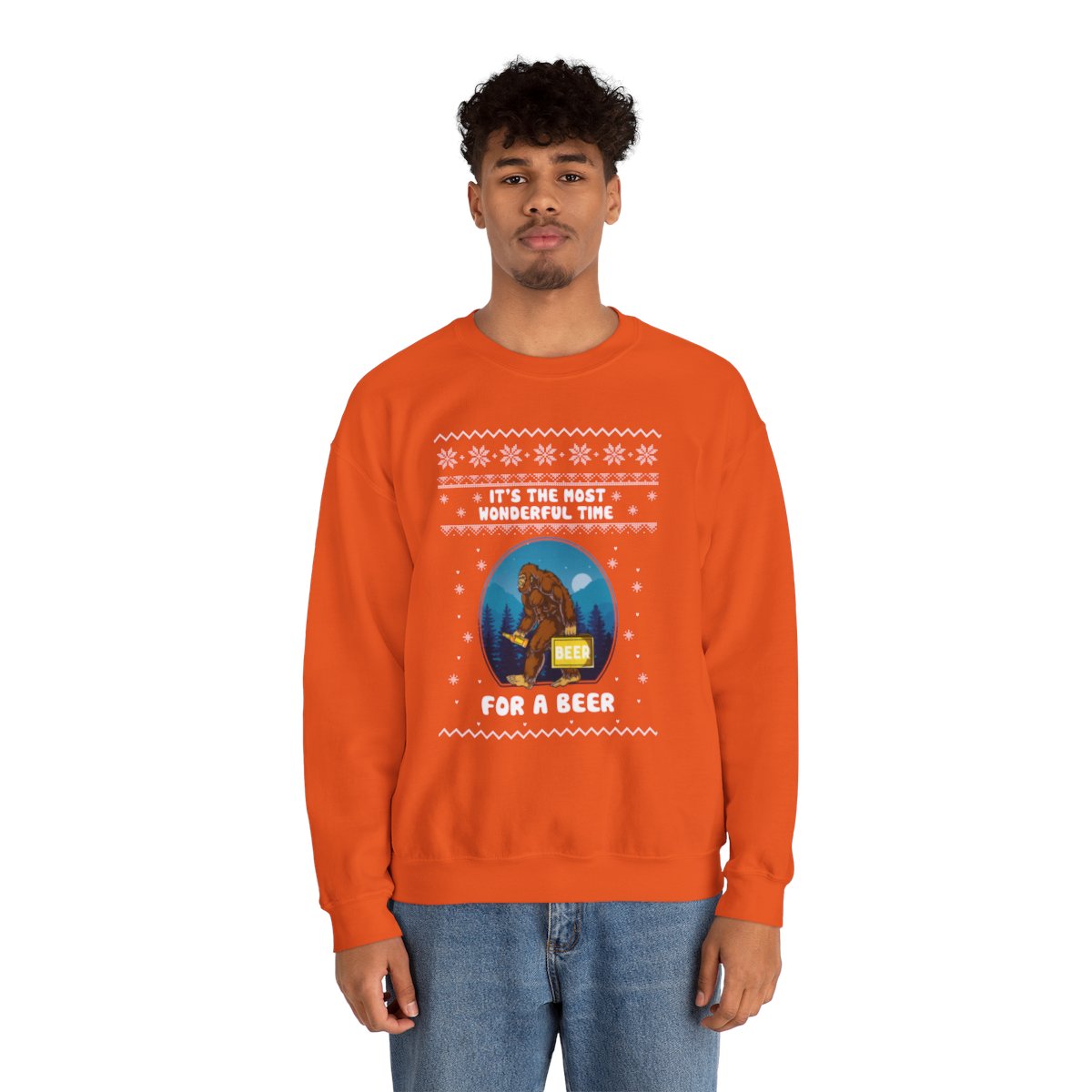 Its The Most Wonderful Time For A Beer Bigfoot Ugly Xmas Sweatshirt