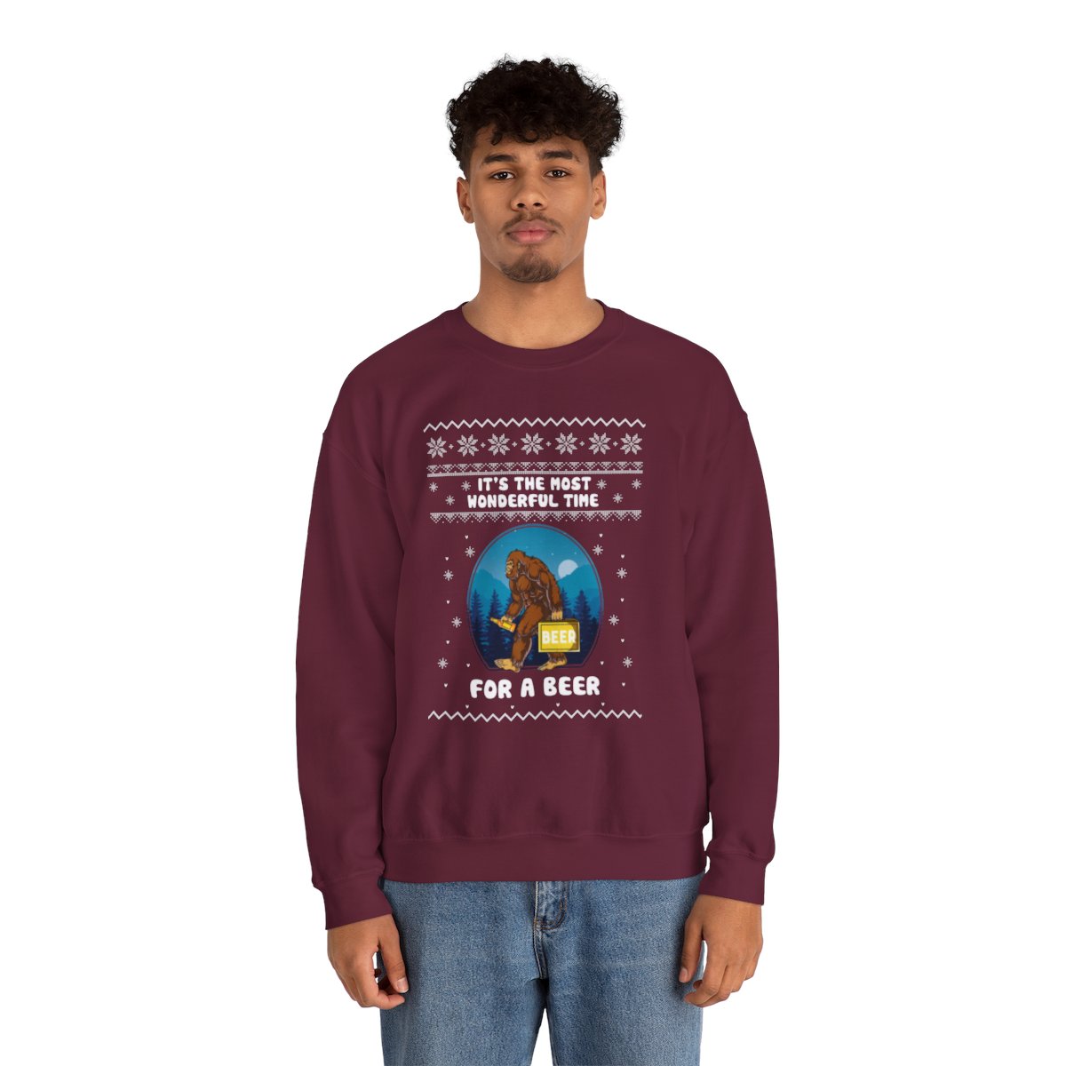 Its The Most Wonderful Time For A Beer Bigfoot Ugly Xmas Sweatshirt