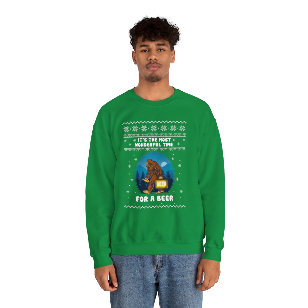 Its The Most Wonderful Time For A Beer Bigfoot Ugly Xmas Sweatshirt
