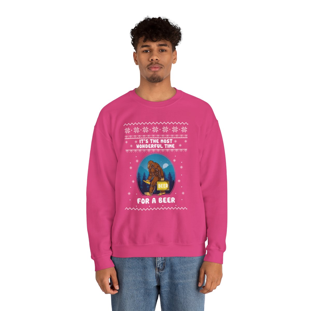 Its The Most Wonderful Time For A Beer Bigfoot Ugly Xmas Sweatshirt