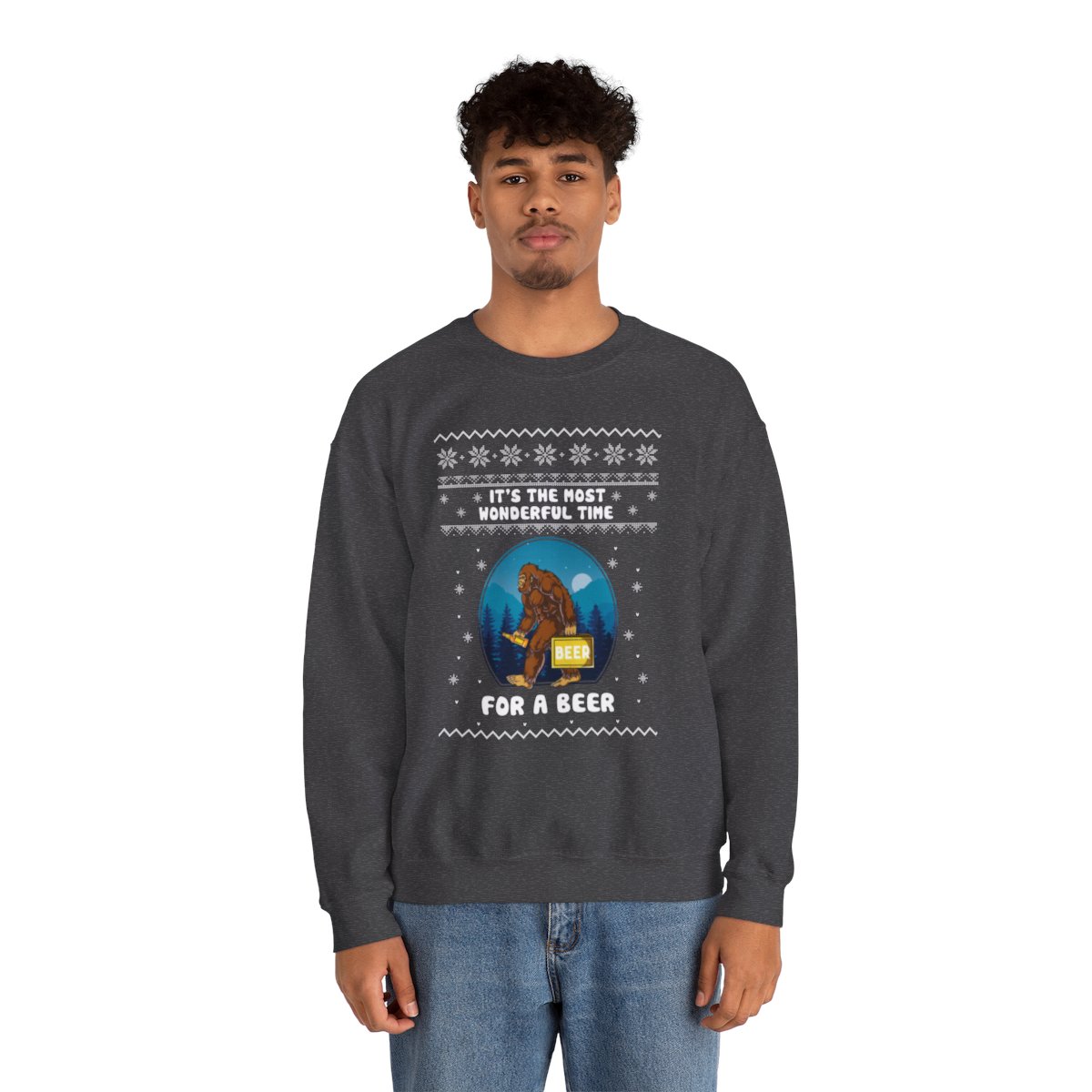 Its The Most Wonderful Time For A Beer Bigfoot Ugly Xmas Sweatshirt