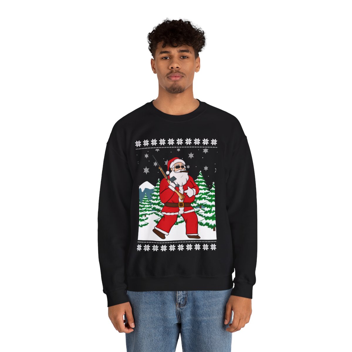 Hunting Santa Christmas Sweatshirt For Men - variant image 1