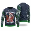 African American Santa Claus Christmas Sweater Navy - variant image 1