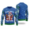 African American Santa Claus Ugly Sweater Royal - variant image 1