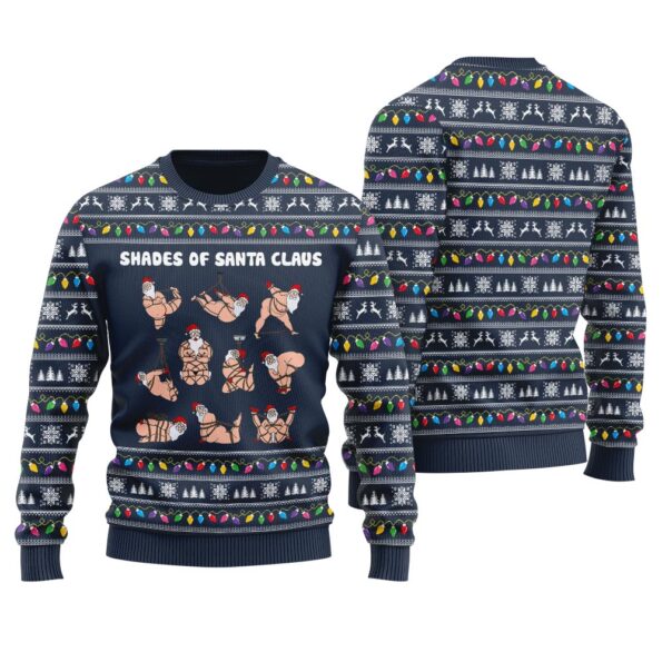 Sexy Shades Of Santa Ugly Christmas Sweater Navy