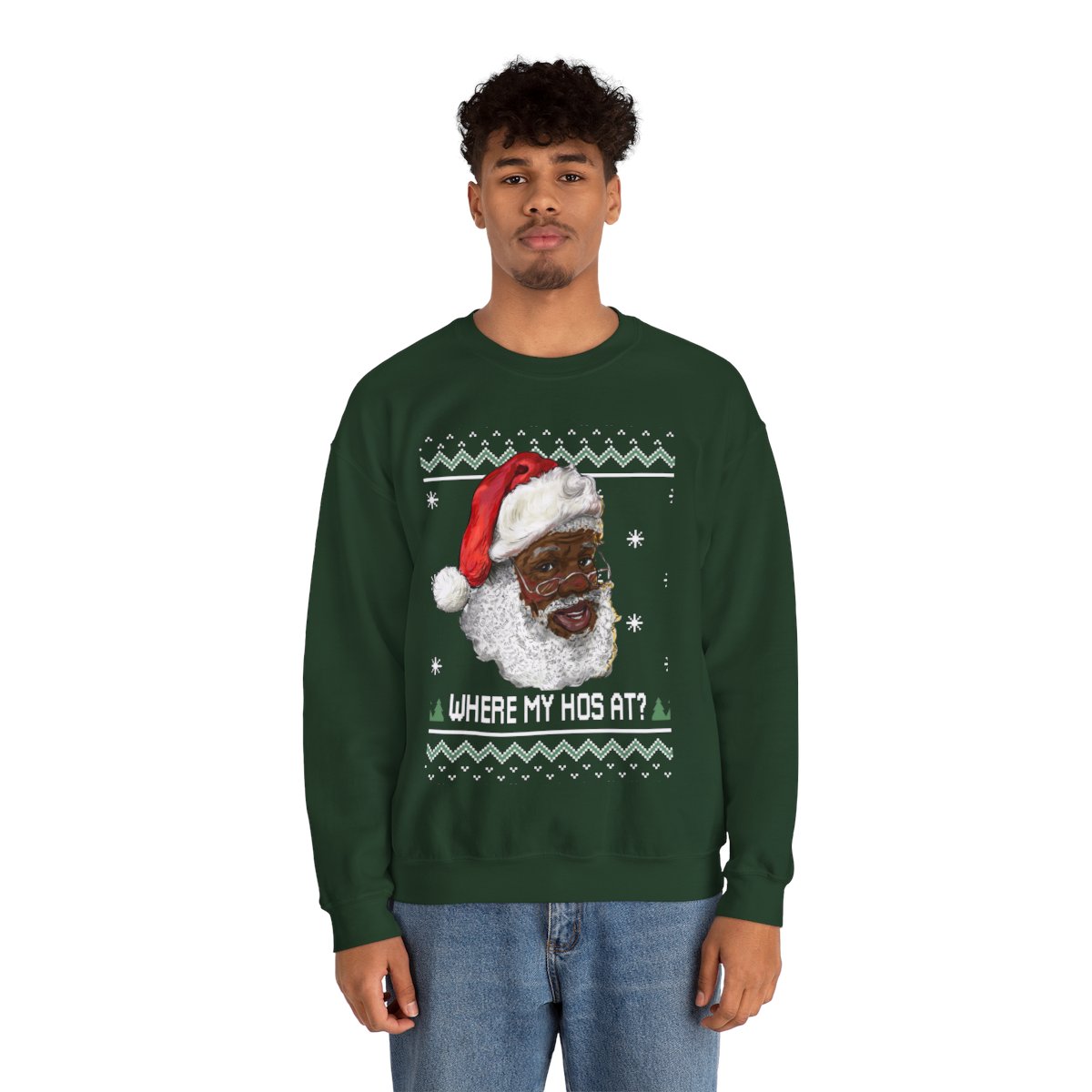 Black Santa Where My Hos At Christmas Sweatshirt For Men