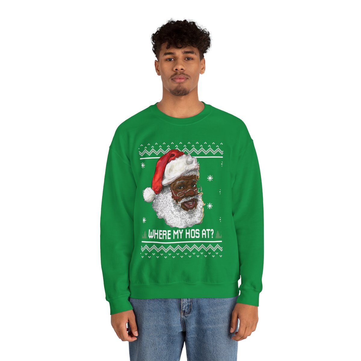 Black Santa Where My Hos At Christmas Sweatshirt For Men