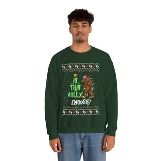 Is This Jolly Enough Bigfoot Mens Christmas Sweater
