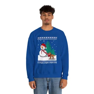 Funny Snowman With Dog Ugly Xmas Sweatshirt