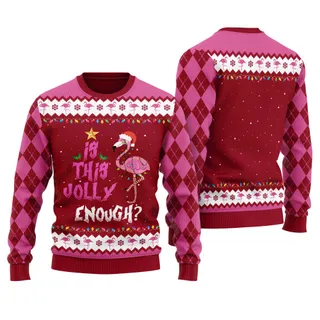 Funny Jolly Flamingo Christmas Sweater Cardinal Red