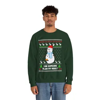 Snowman Can Someone Blow My Nose Christmas Sweatshirt For Men