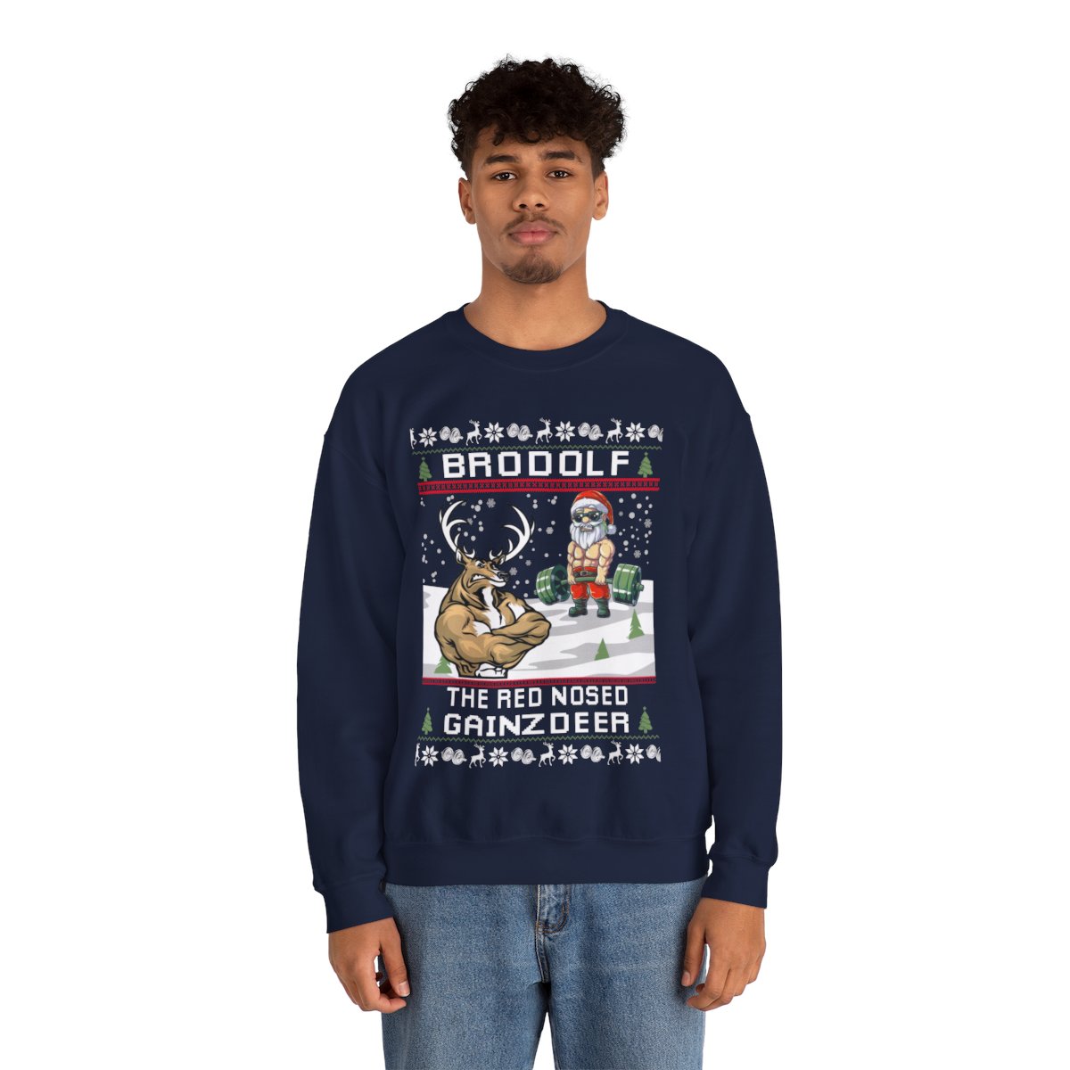 North Swole Reindeer Santa Christmas Sweatshirt For Men