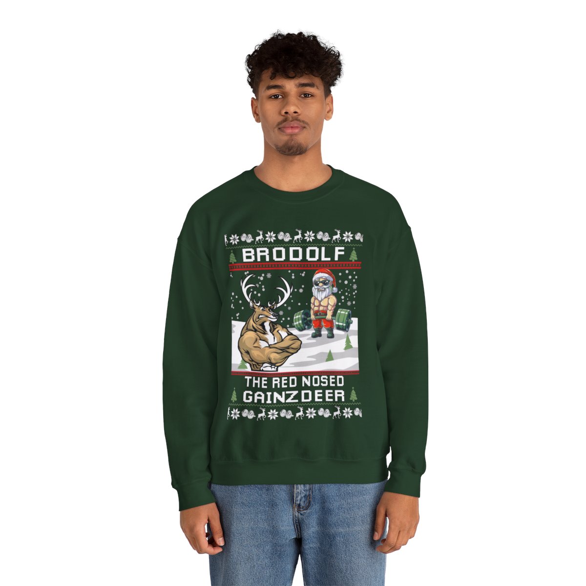North Swole Reindeer Santa Christmas Sweatshirt For Men