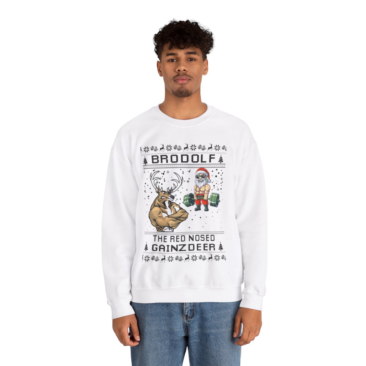 North Swole Reindeer Santa Christmas Sweatshirt For Men