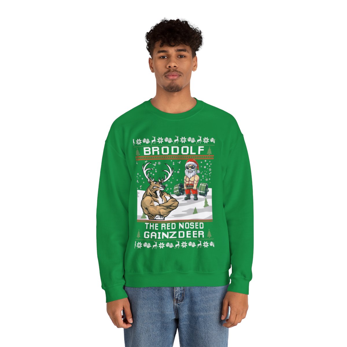 North Swole Reindeer Santa Christmas Sweatshirt For Men