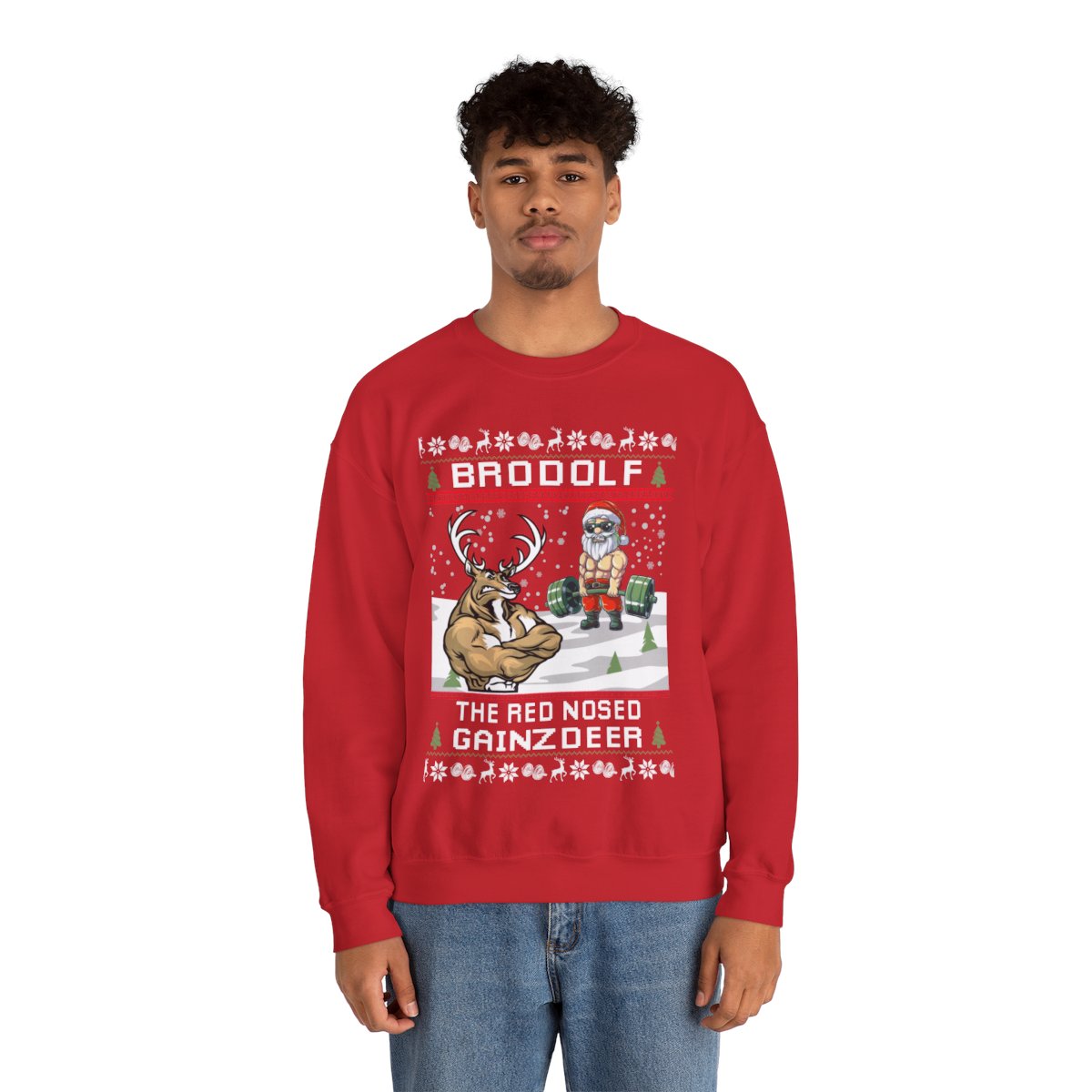 North Swole Reindeer Santa Christmas Sweatshirt For Men