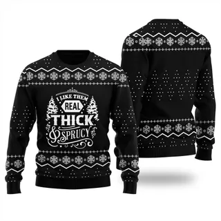 Real Thick And Sprucy Ugly Christmas Sweater Black
