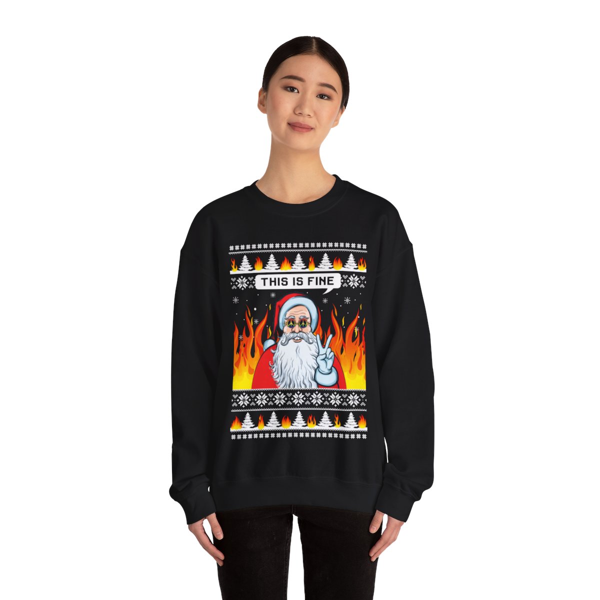 Funny Santa On Fire Ugly Christmas Sweatshirt For Women - variant image 1