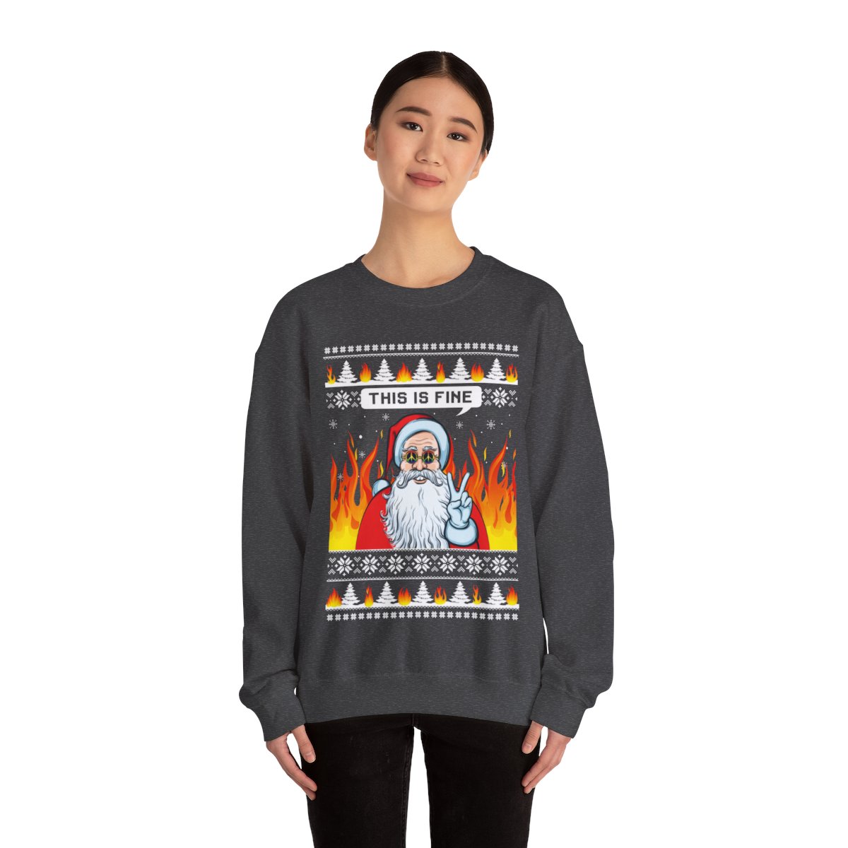 Funny Santa On Fire Ugly Christmas Sweatshirt For Women