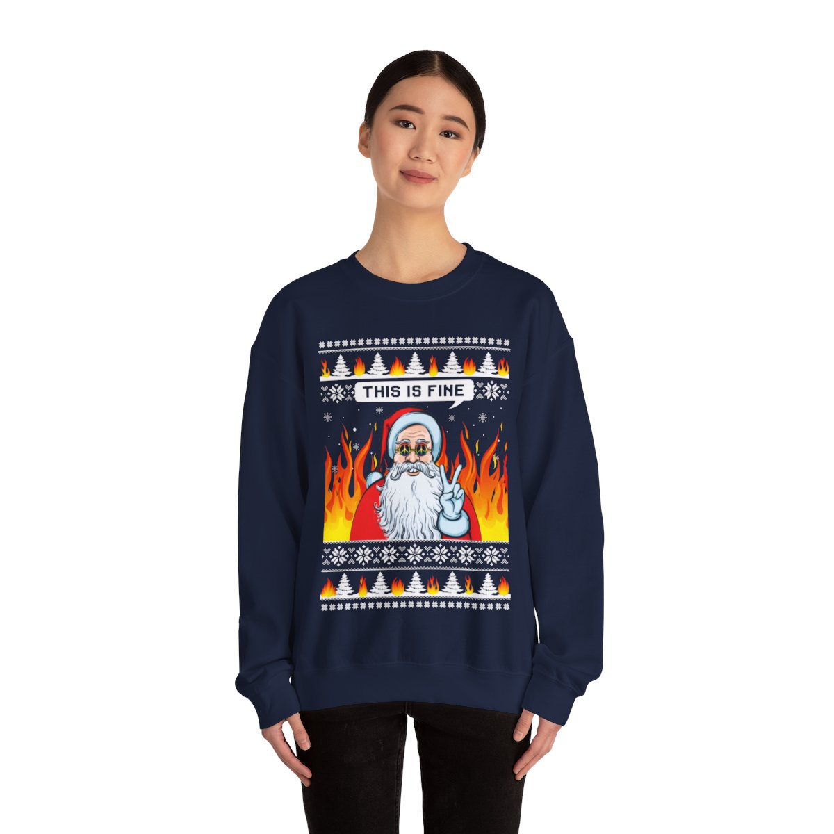 Funny Santa On Fire Ugly Christmas Sweatshirt For Women