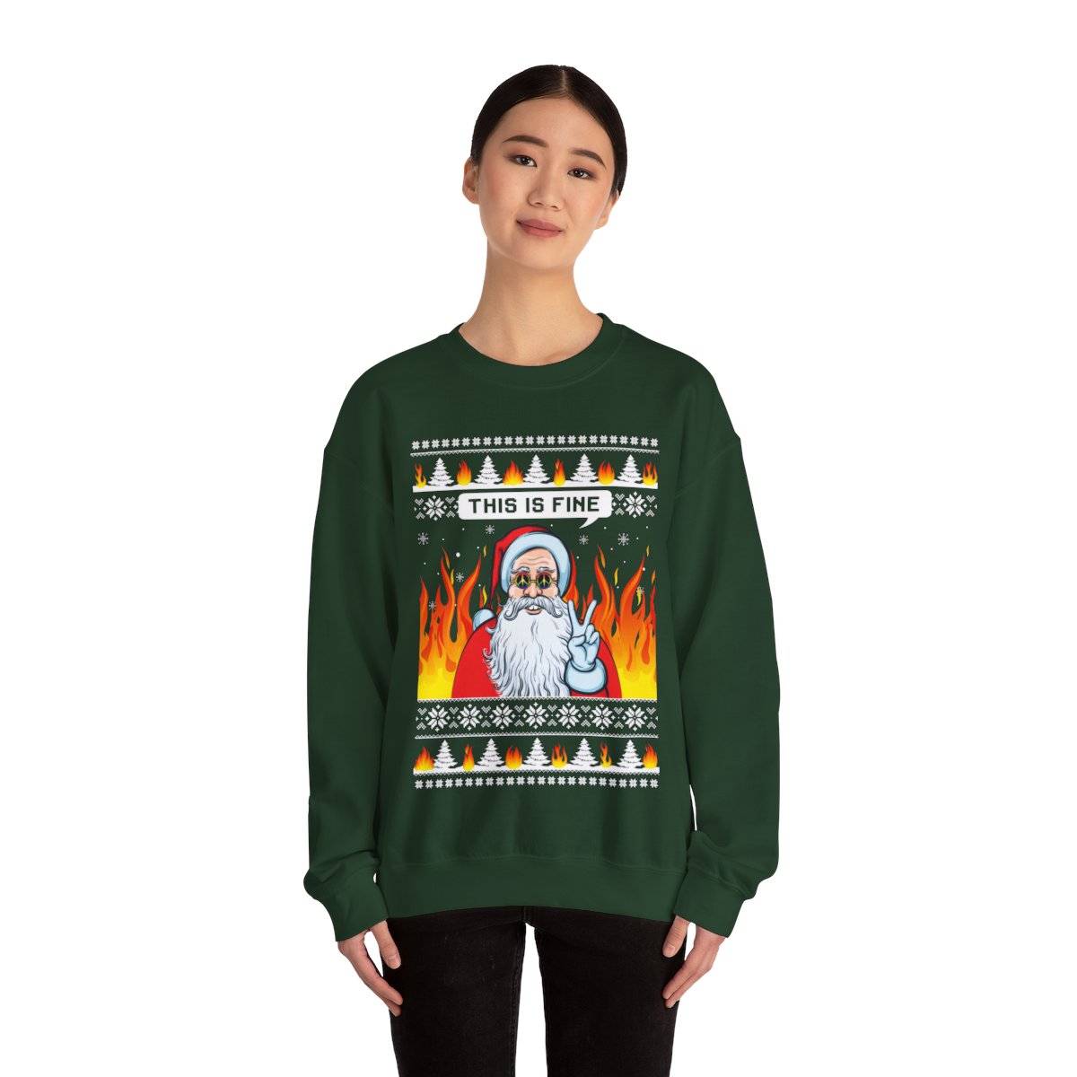 Funny Santa On Fire Ugly Christmas Sweatshirt For Women