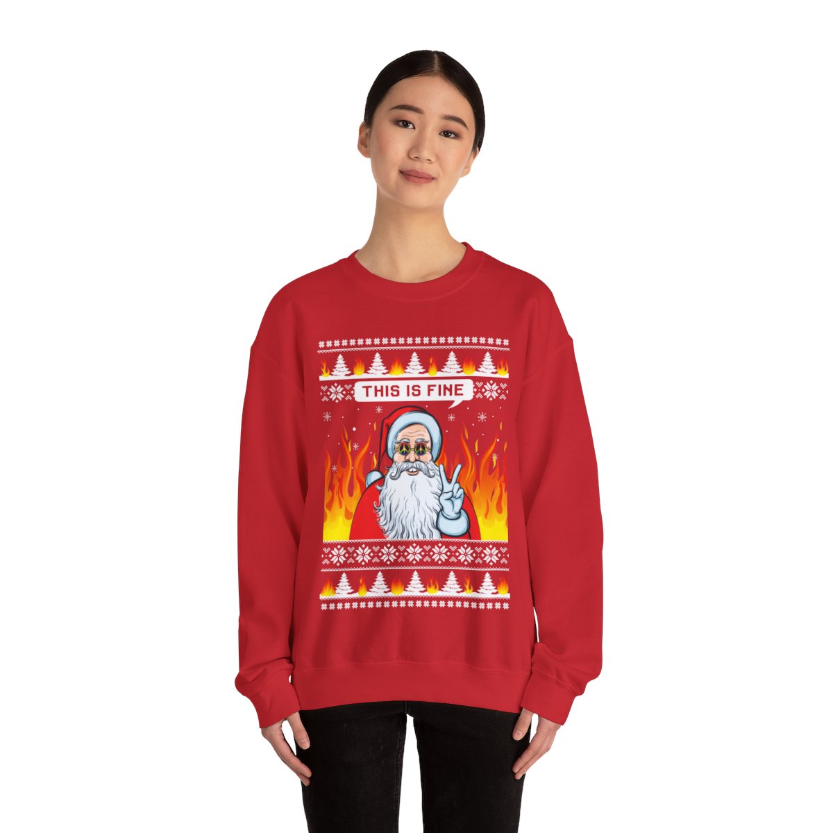 Funny Santa On Fire Ugly Christmas Sweatshirt For Women