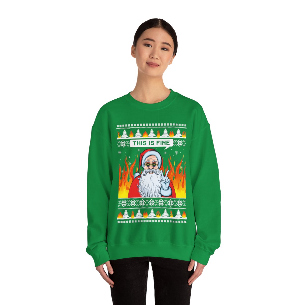 Funny Santa On Fire Ugly Christmas Sweatshirt For Women