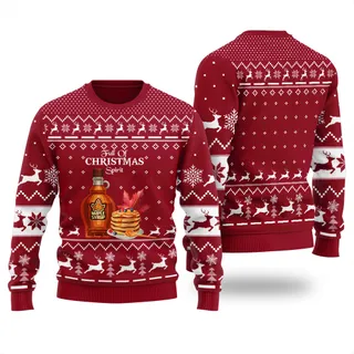 Maple Syrup Full Of Christmas Spirit Ugly Sweater Cardinal Red