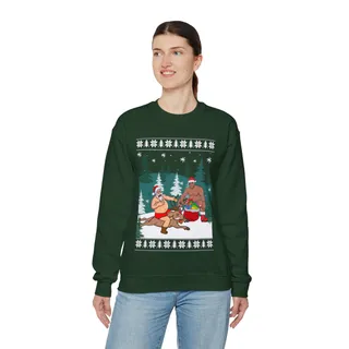 Beer Party Santa Barry Wood Ugly Christmas Sweatshirt Womens