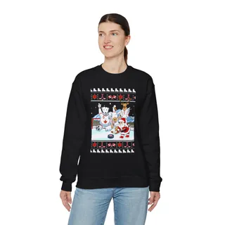 Santa Playing Hockey With Canada Animals Ugly Sweatshirt For Unisex
