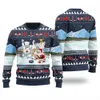 Santa Playing Hockey Funny Ugly Christmas Sweater Navy - variant image 1