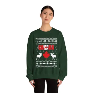 Moose Maple Leaf Canada Ugly Christmas Sweater For Women