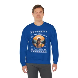 Grizzly Bear British Columbia Canada Ugly Christmas Sweatshirt For Unisex
