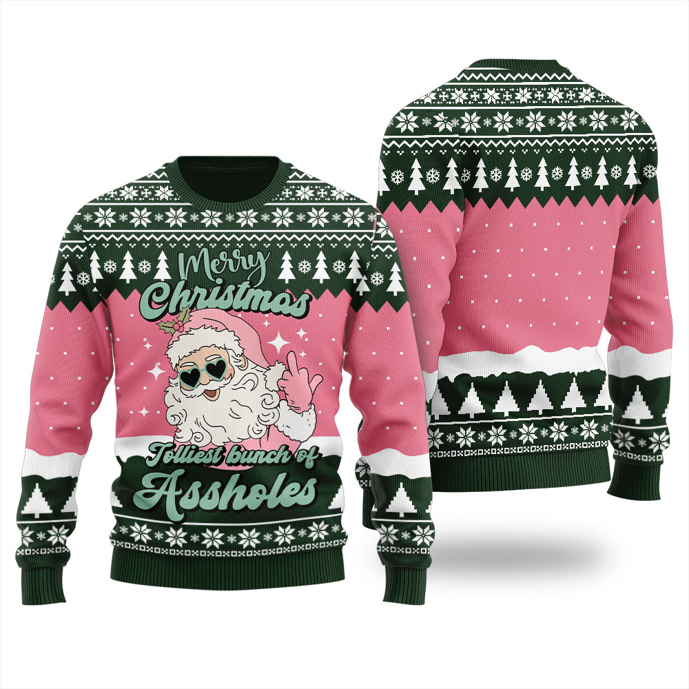 Merry Christmas Jolliest Bunch Of Assholes Forest Green - variant image 1