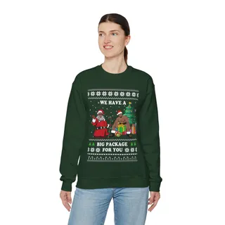 Black Santa Barry Wood Ugly Christmas Sweatshirt Womens