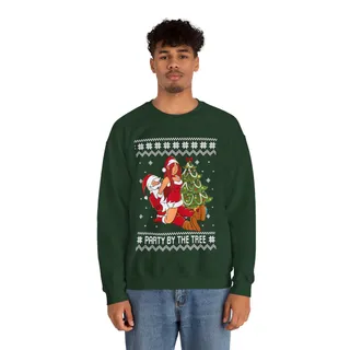 Party By The Tree Naughty Santa Men's Ugly Sweatshirt