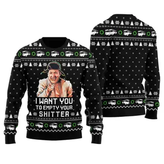 Hilarious Empty Your Shitter Christmas Vacation Ugly Sweater Black