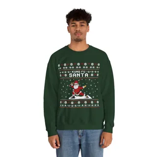 Kungfu Santa Ugly Christmas Sweatshirt For Men