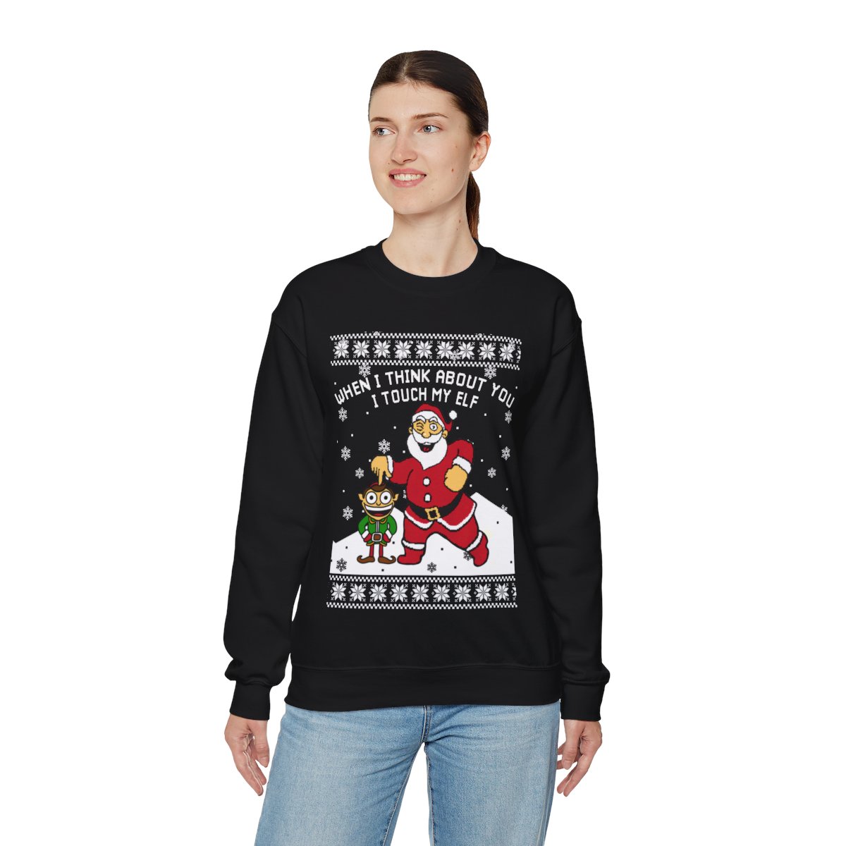 When I Think About You I Touch My Elf Ugly Christmas Sweatshirt Womens - variant image 1