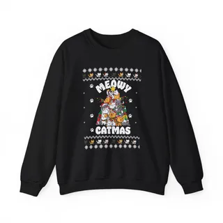 Meowy Catmas Christmas Sweatshirt Ugly For Unisex