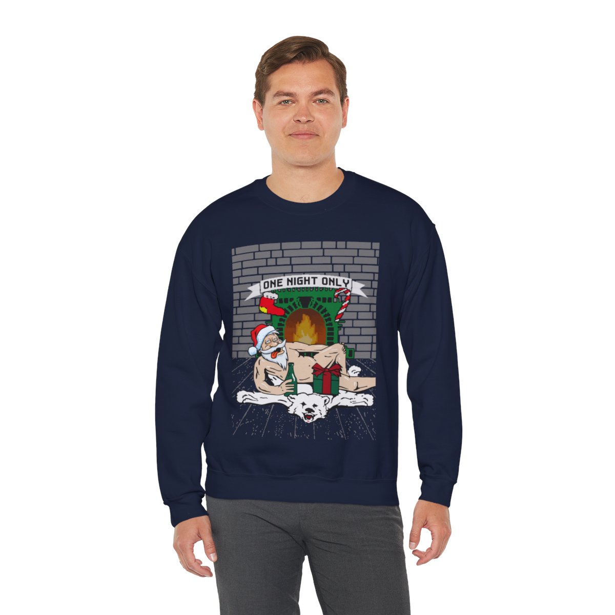 Santa Chill With Beer Funny Ugly Christmas Sweatshirt For Men 6 Santa Chill With Beer Funny Ugly Christmas Sweatshirt For Men - Image 6