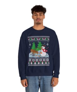 Alternative view of Naughty Reindeer Eating Snowman Carrot Ugly Christmas Sweater