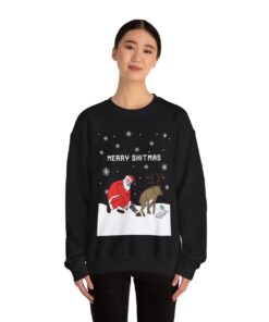 Merry Shitmas Santa Reindeer Women's Christmas Sweatshirt