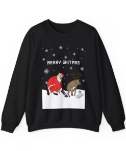 Alternative view of Merry Shitmas Santa Reindeer Women's Christmas Sweatshirt