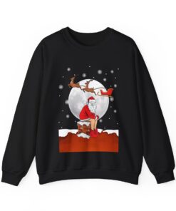 Alternative view of Santa Using Toilet Men's Naughty Ugly Christmas Sweatshirt